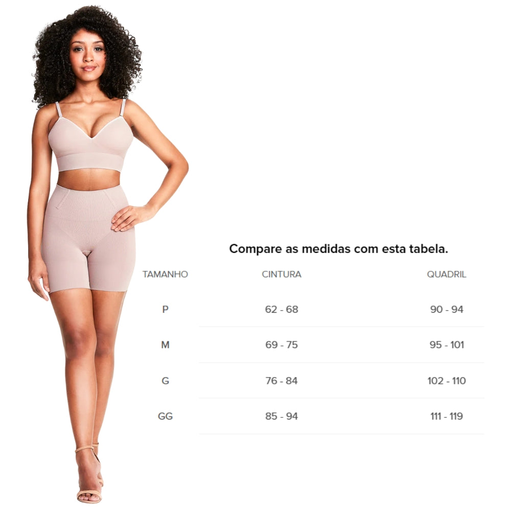 Shorts Skin Modelador Reduz Medidas do Abdômen e Culote