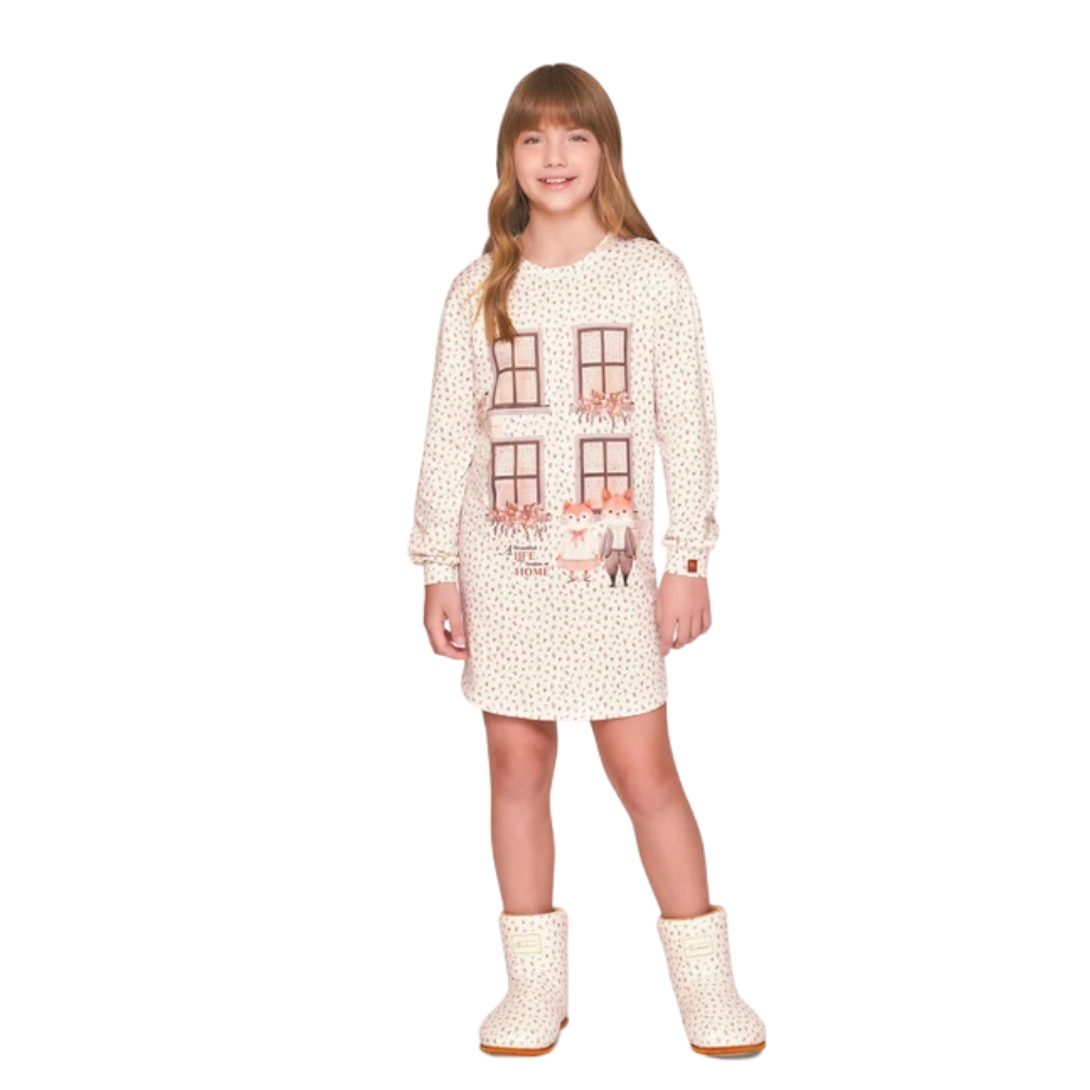 Camisola Manga Longa Infantil Feminina All Print Cots Cats em Sublime Touch