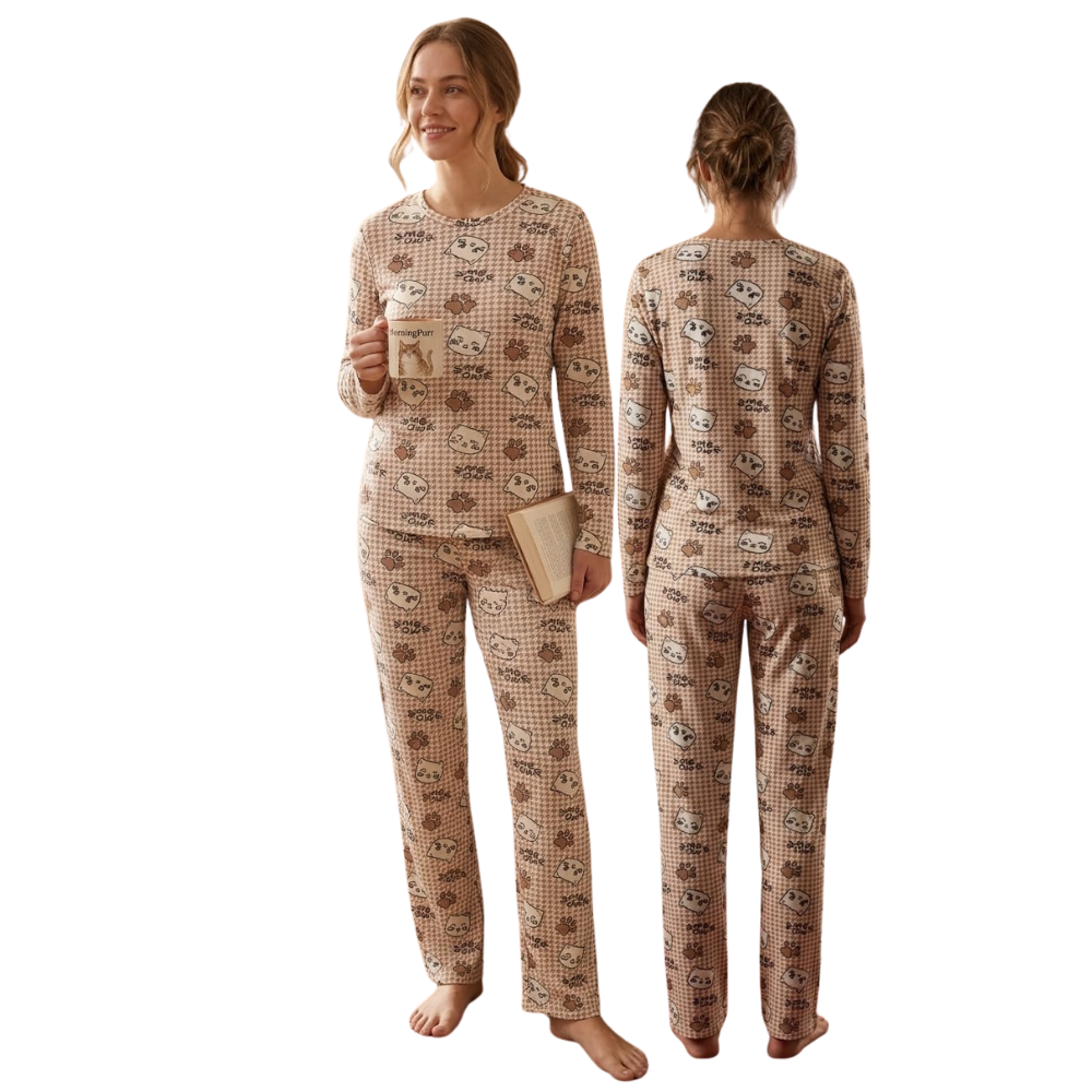 Pijama Feminino Plush Estampado Decote Redondo