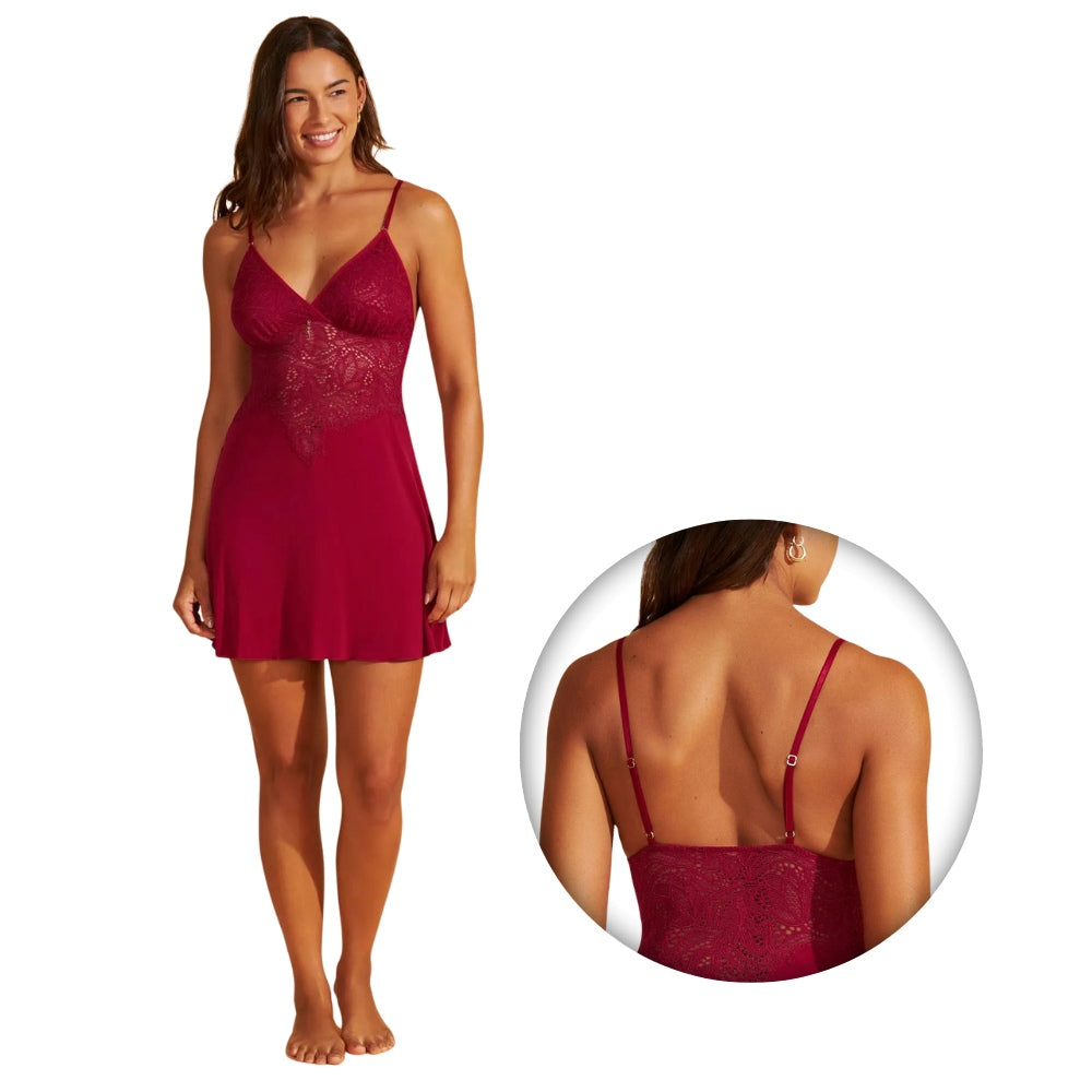 Camisola de Microfibra e Renda Samambaia com Alças Finas