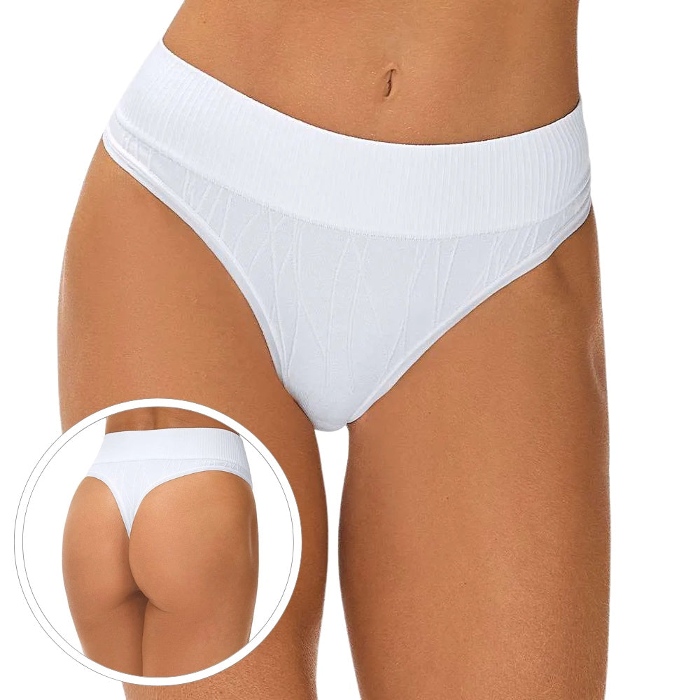 Calcinha Fio Dental Jacquard Sem Costura e Cós Alto que Não Marca