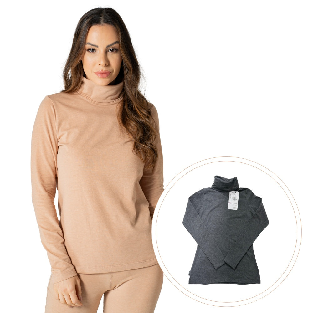 Básica Feminina Térmica em Algodão Gola Alta