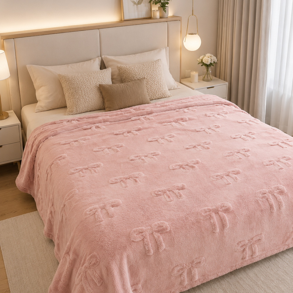 Manta Casal Alto Relevo em Soft Fleece Lovely