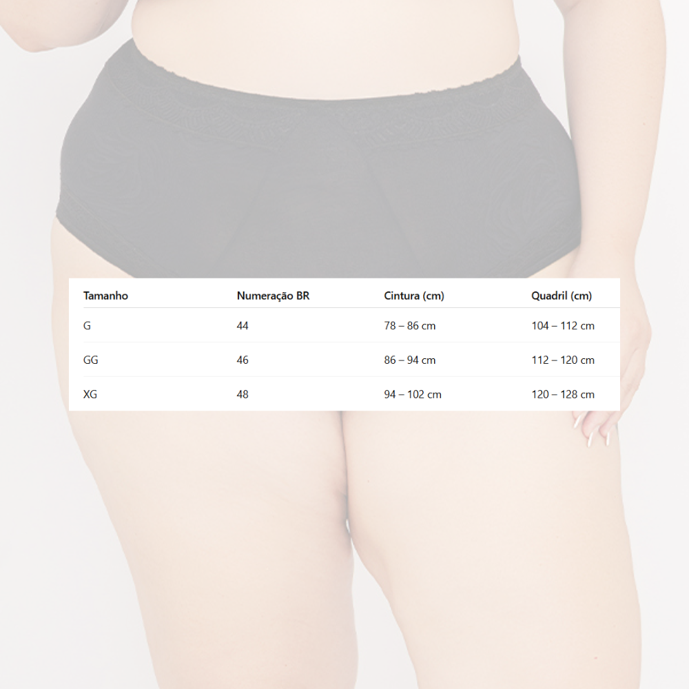Calcinha Plus Size Cintura Alta Frente V Modeladora Confortável