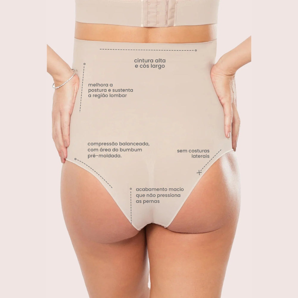 Calcinha Gestante Cintura Alta Cós Largo e sem Costuras Laterais