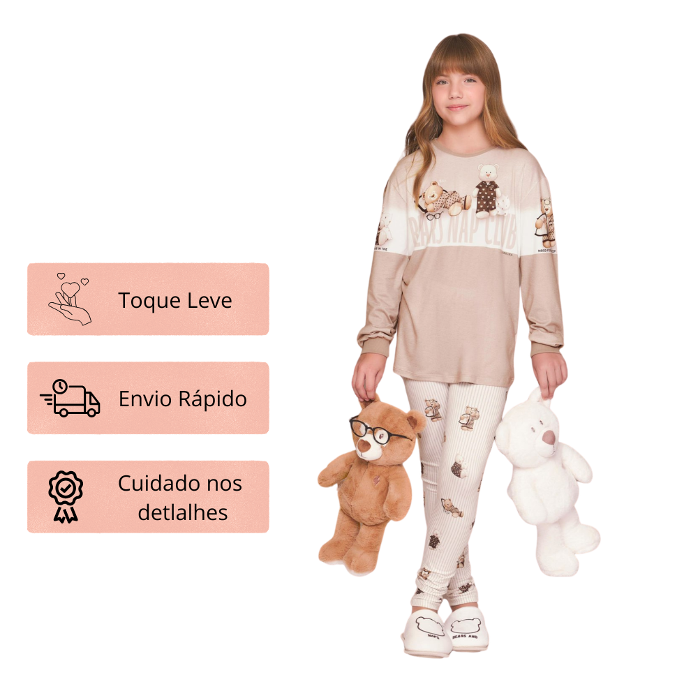 Pijama Legging Infantil Feminino Nap Club em Sublime Touch - Lua Luá