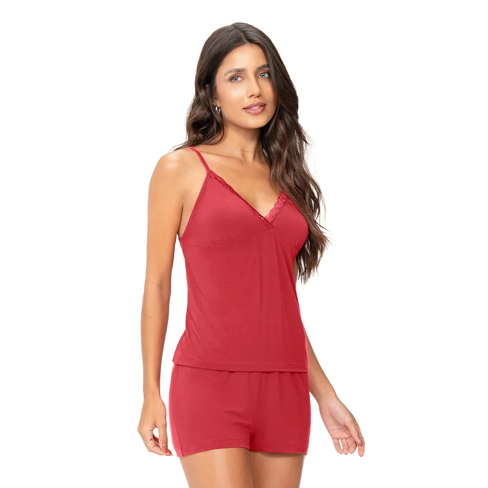 Pijama Feminino Blusa de Alça e Shorts em Viscose | Zee Rucci