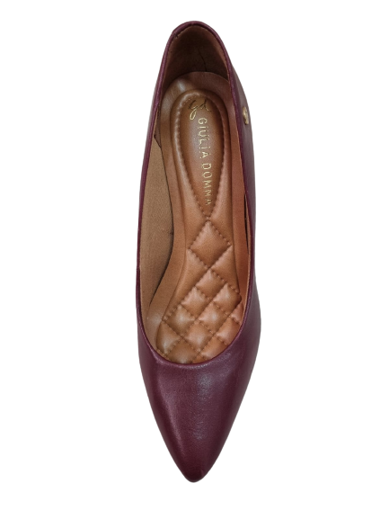 Sapato Social Feminino Bordô em Couro