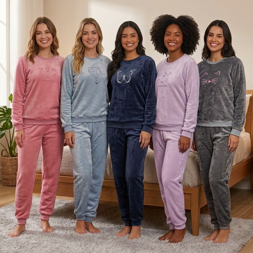 Pijama Feminino Fleece Máximo Conforto para os Dias Frios