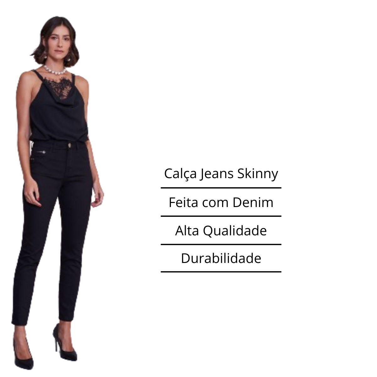 Calça Feminina Skinny com Corte Ajustado Feita com Demin de Alta Qualidade