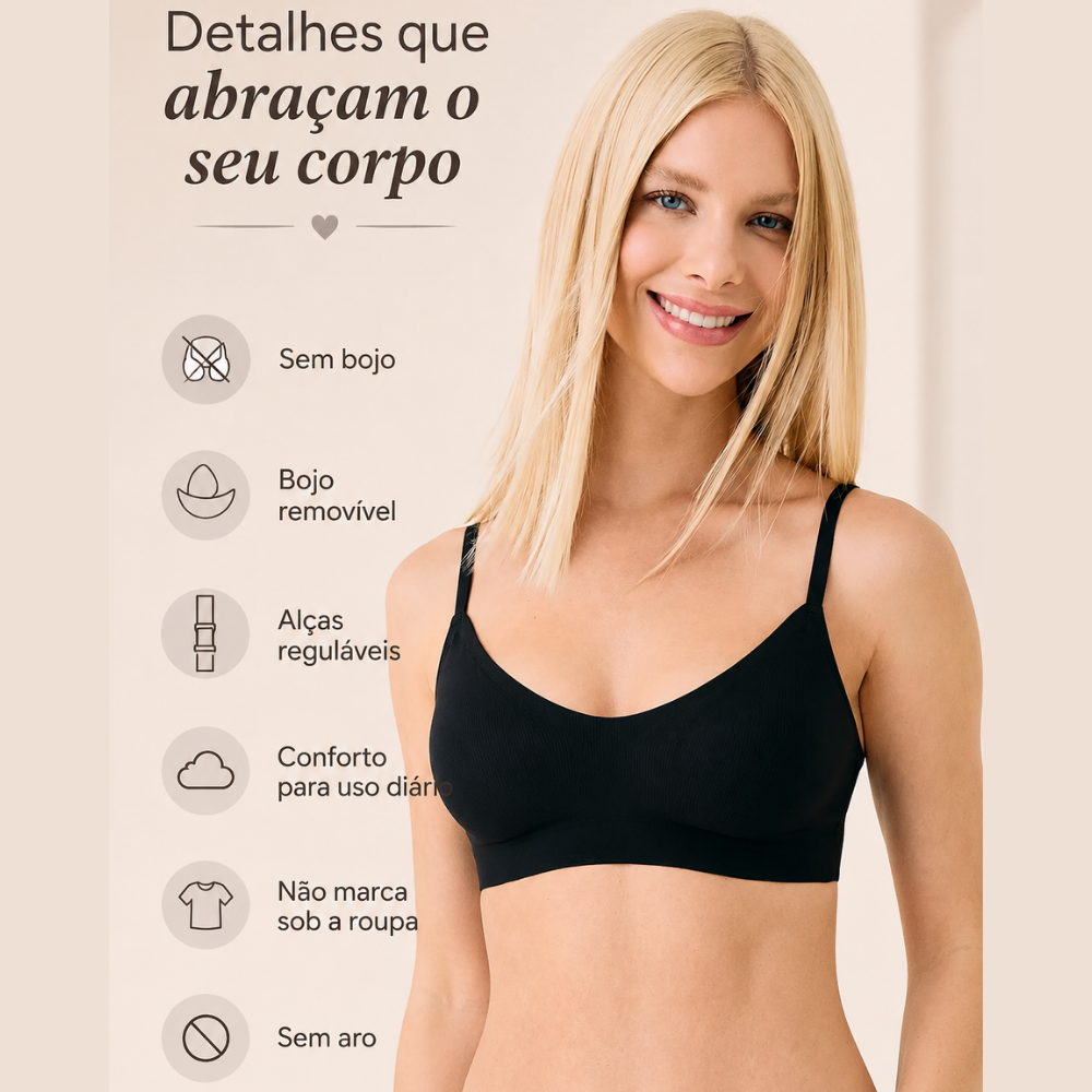 Sutiã Triângulo Com Bojo Removível sem Aro não Marca sob a Roupa