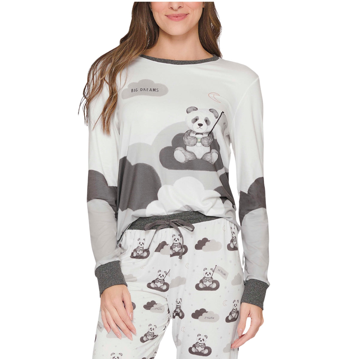 Pijama Jogger em Sublime Touch em Acabamentos Canelados Mescla