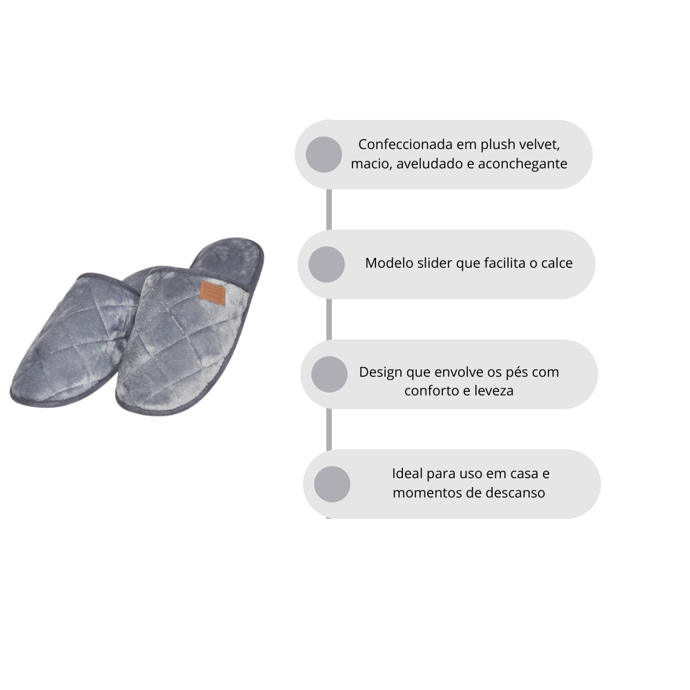 Chinelo de Pano Feminino Slider Texturizada em Plush Velvet
