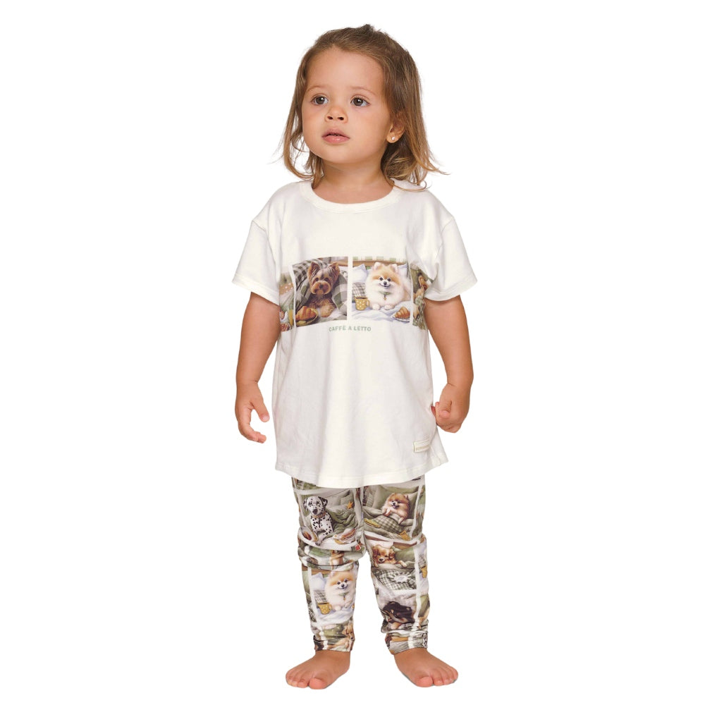 Pijama Infantil Manga Curta e Calça Lua Luá | Conforto Sublime Touch Toque Pele de Pêssego