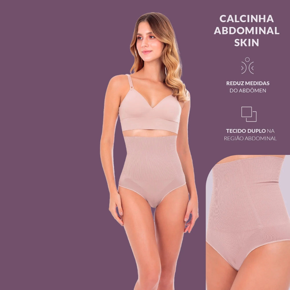 Calcinha Abdominal Cintura Alta com Barbatanas que não Enrolam e Redução de Medidas
