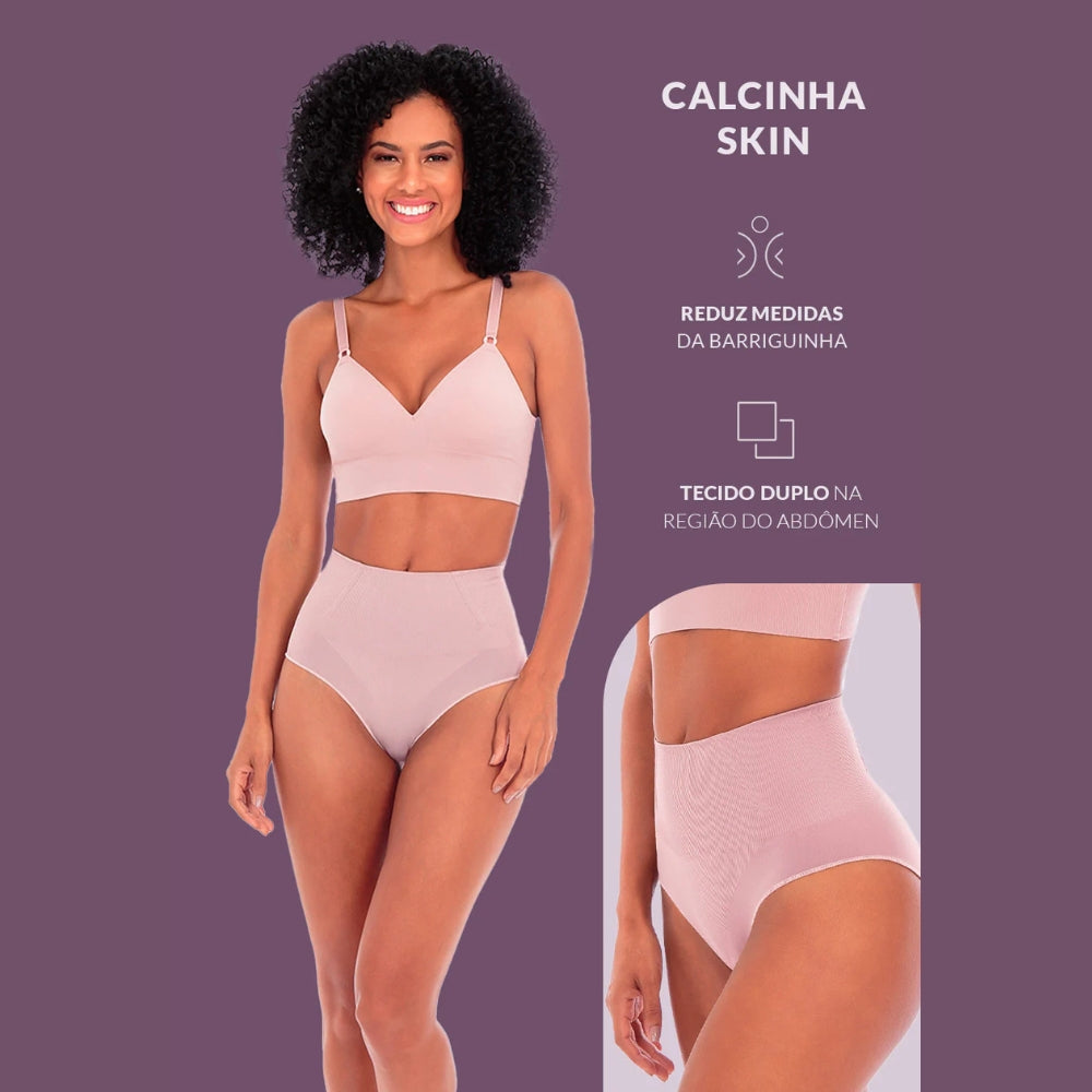 Calcinha Skin Modeladora Cintura Média Reduz Medidas