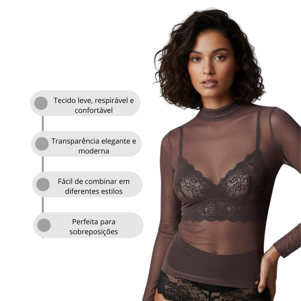 Blusa em Tule Feminina Transparência Elegante - Ilícito