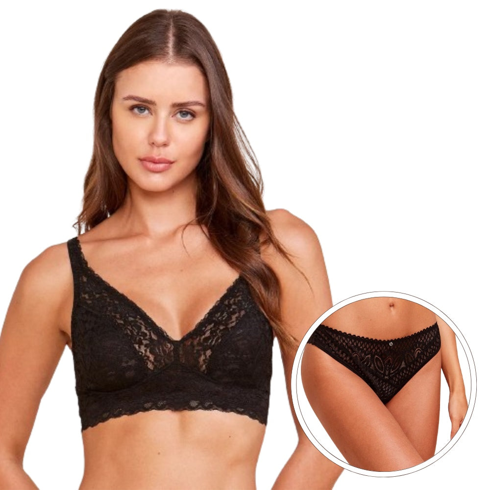 Conjunto Renda Sensual Preto  Hope