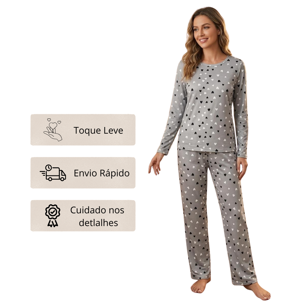 Pijama Feminino Suede Inverno Conforto e Maciez para os Dias Frios