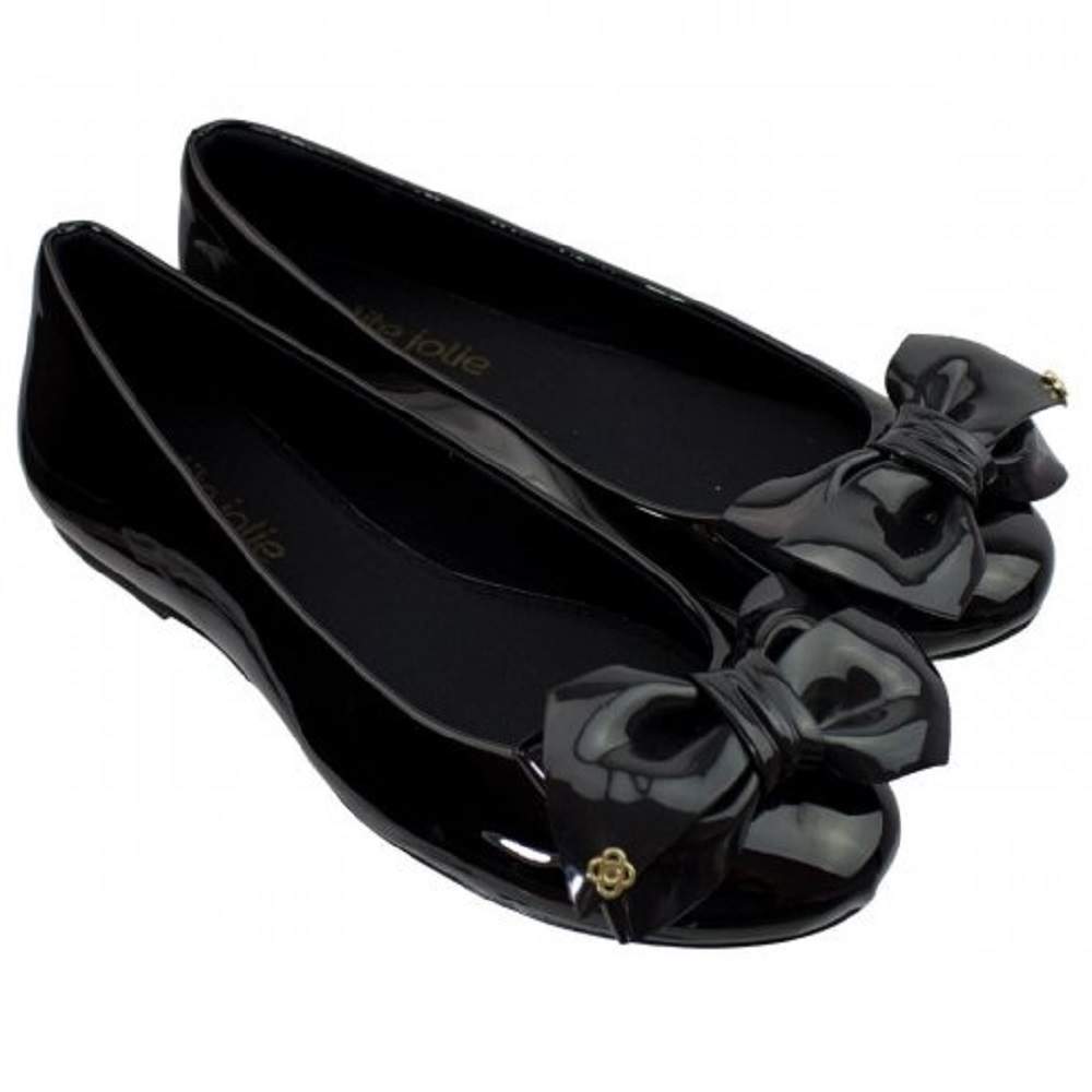 Sapatilha Laço Verniz Preto Petite Jolie
