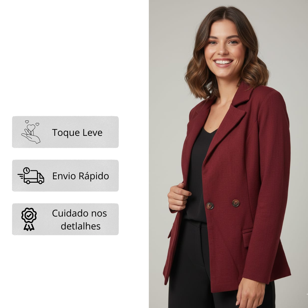 Blazer em Linho Feminino Transpasse Duplo Elegante, Leve e Sofisticado -  Ilícito