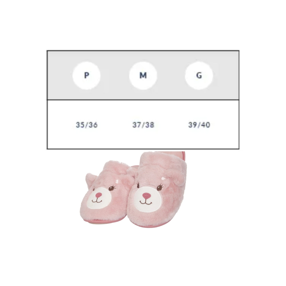 Chinelo Pantufa Nina Peluciado com Bordados em Tecido de Pelúcia em Plush Velvet