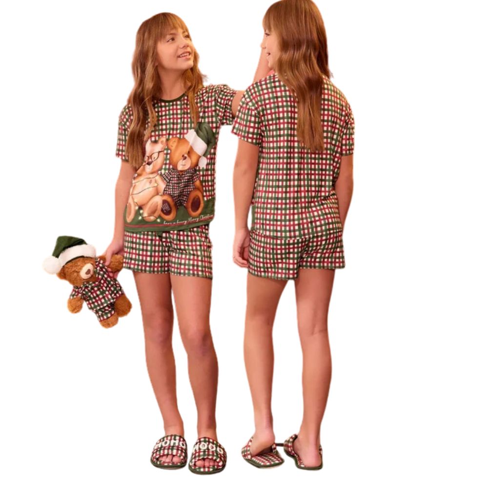 Pijama Curto Infantil Feminino Especial Natal Christmas Night em Sublime Touch