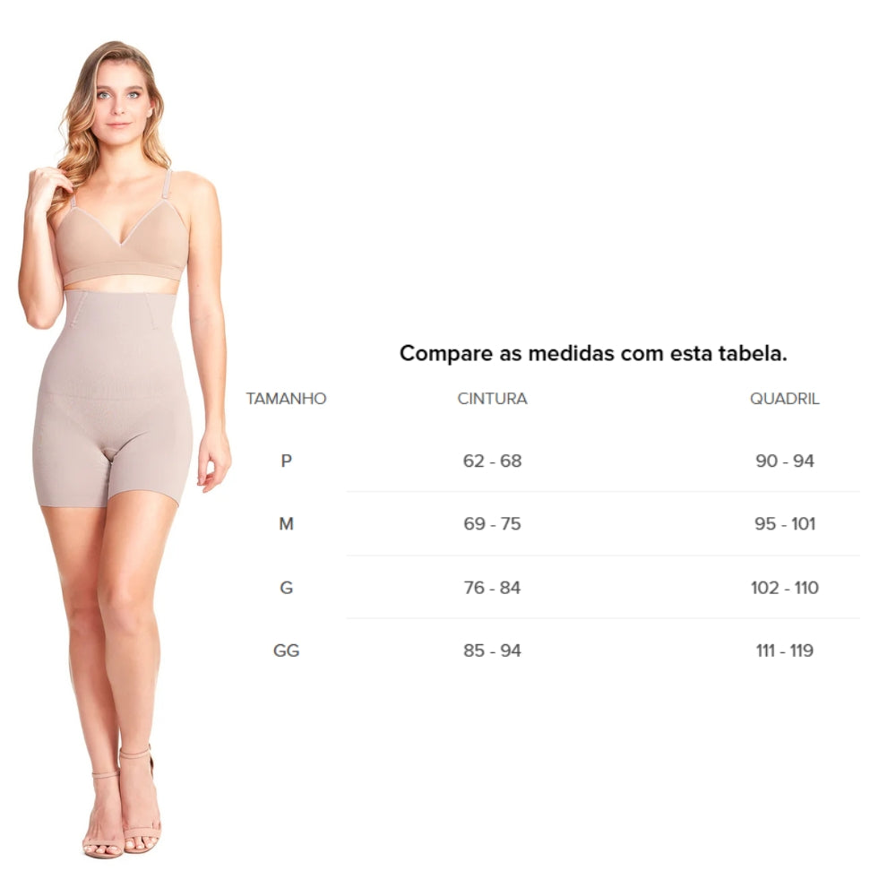 Shorts Abdominal Skin Reduz Medidas do Abdômen, Cintura e Culote