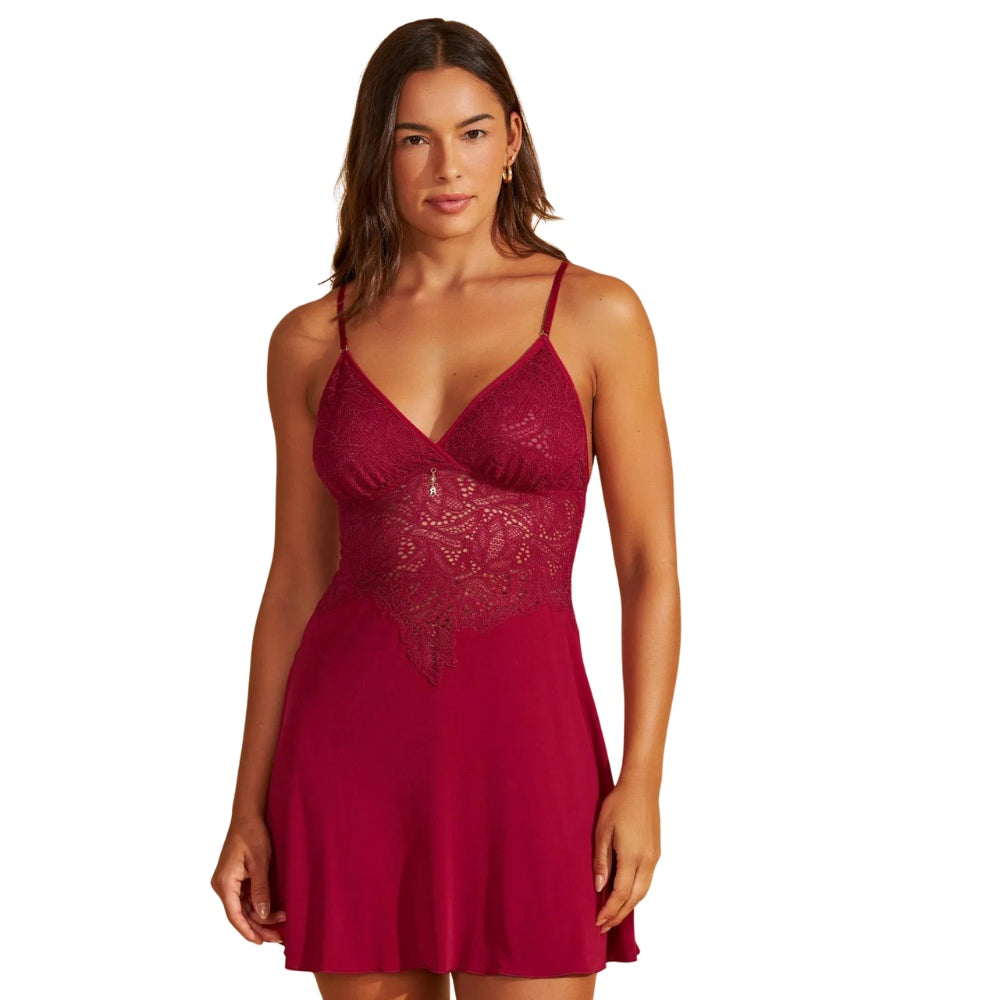 Camisola de Microfibra e Renda Samambaia com Alças Finas