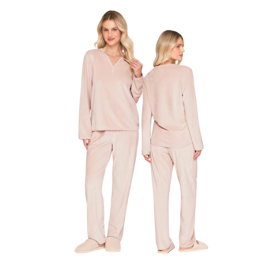 Pijama Comfort Feminino Peluciado Comfy Life em Canelado Velvet