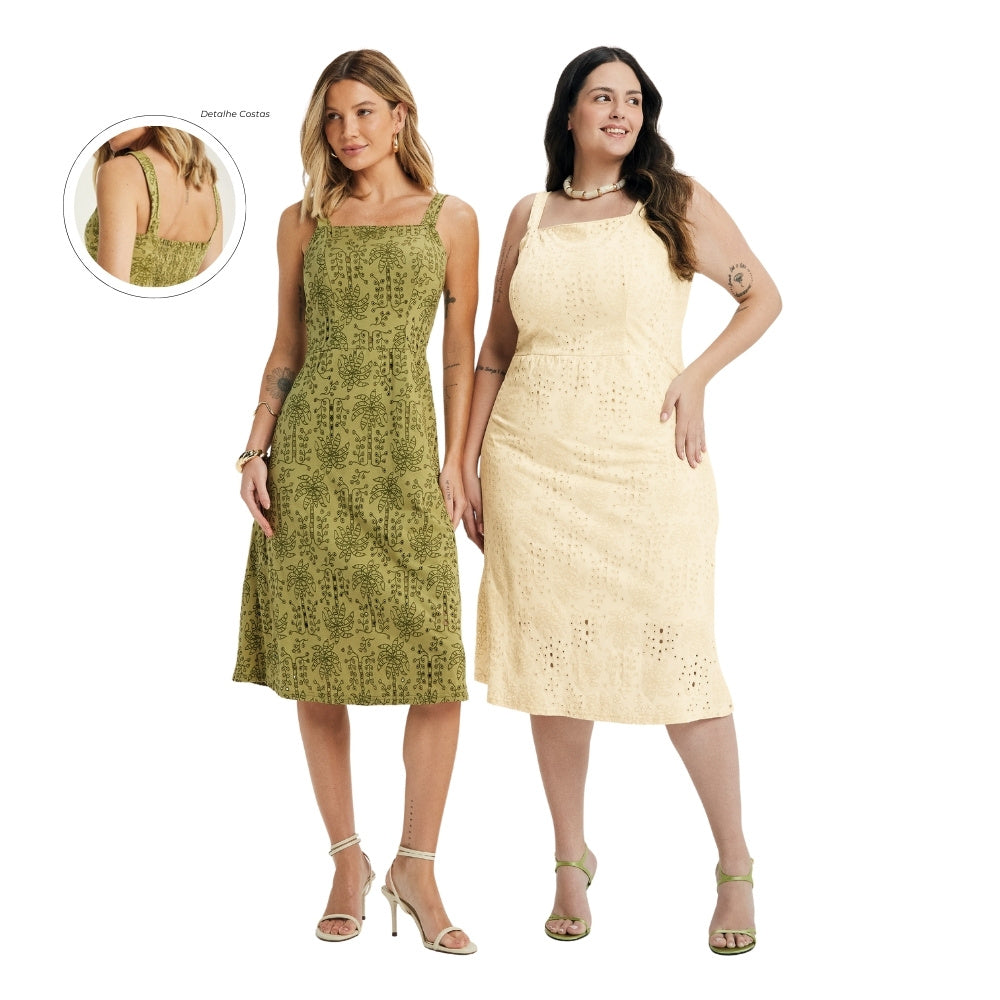 Vestido em Meia Malha de Algodão Devorê