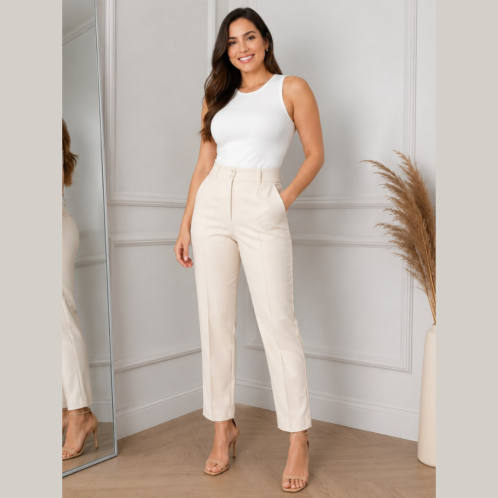 Calça Feminina Linho e Algodão Estilo Leve e Casual