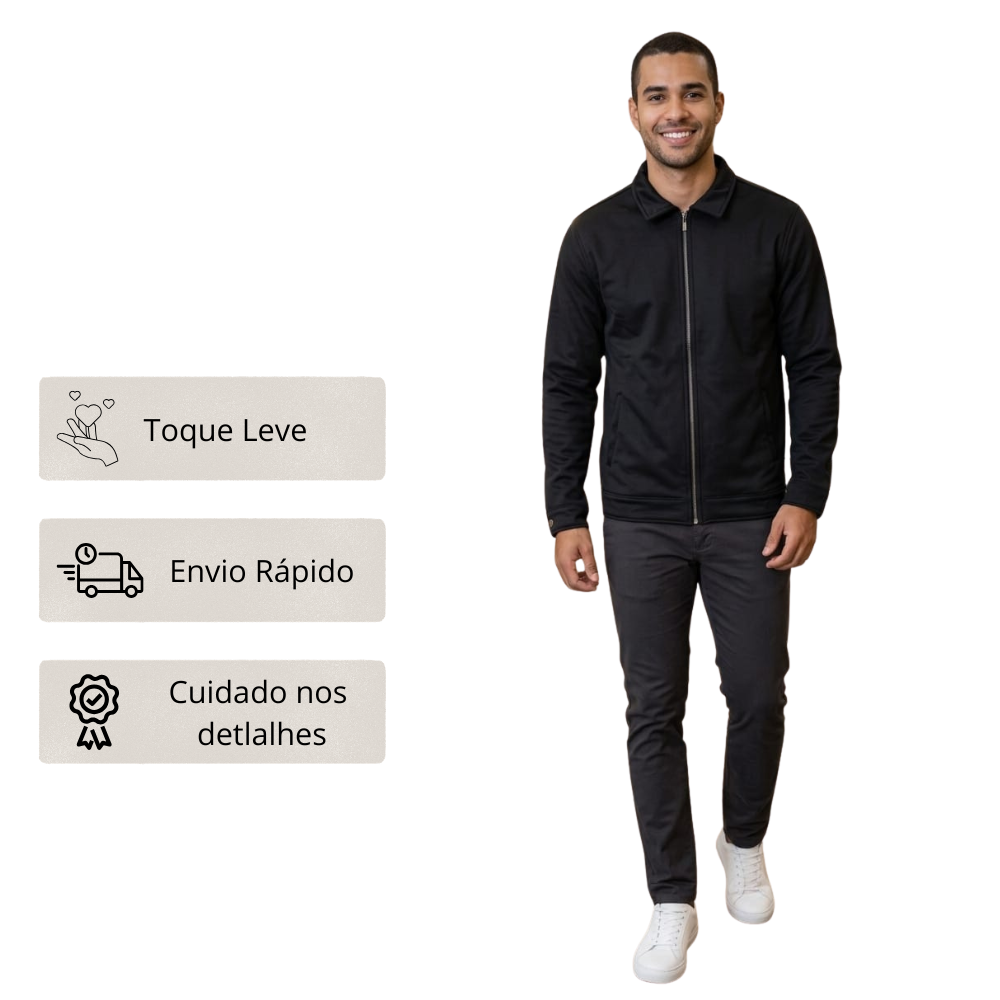 Jaqueta Masculina com Gola e Zíper Leve Confortável e Moderna