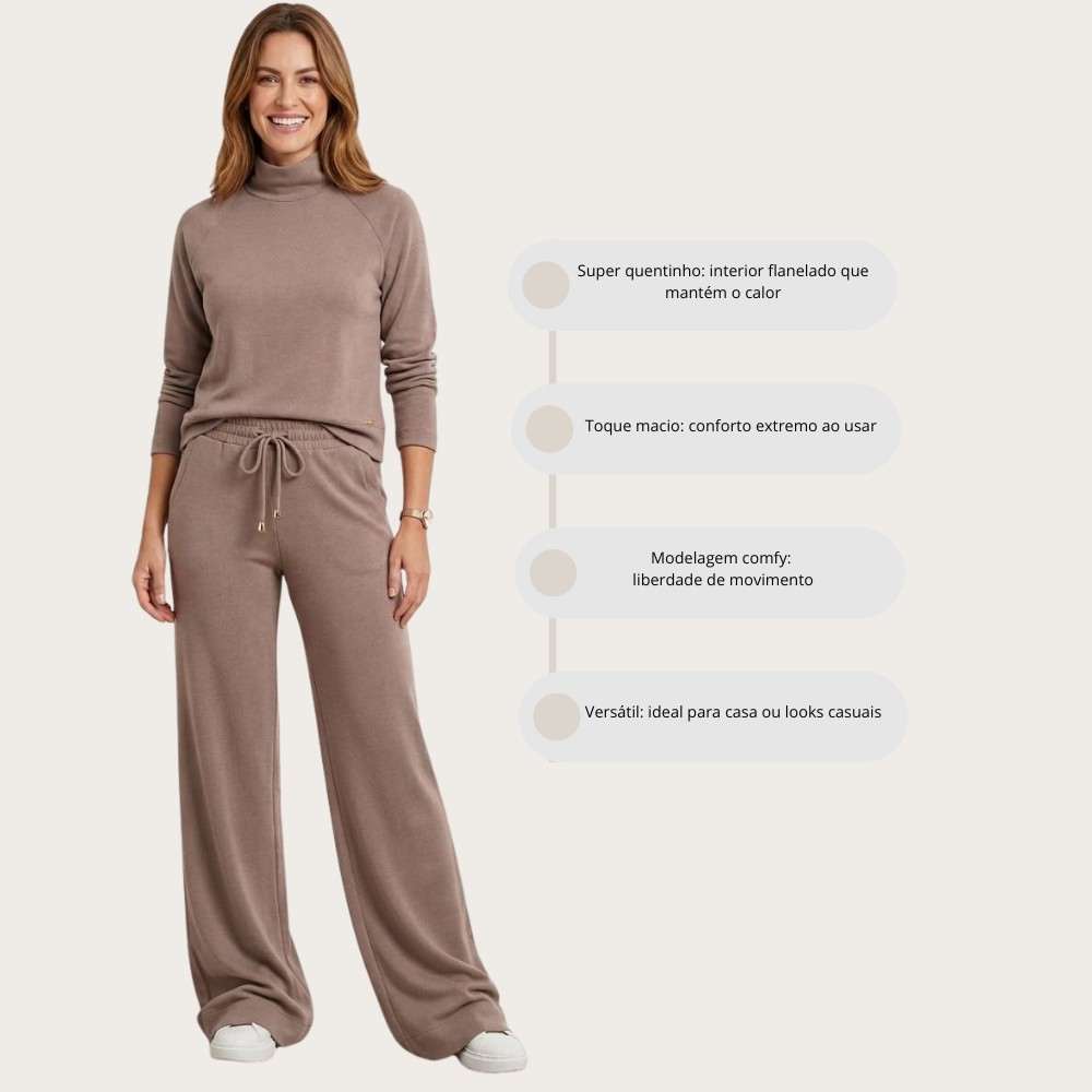 Conjunto Abrigo Feminino Flanelado Comfy