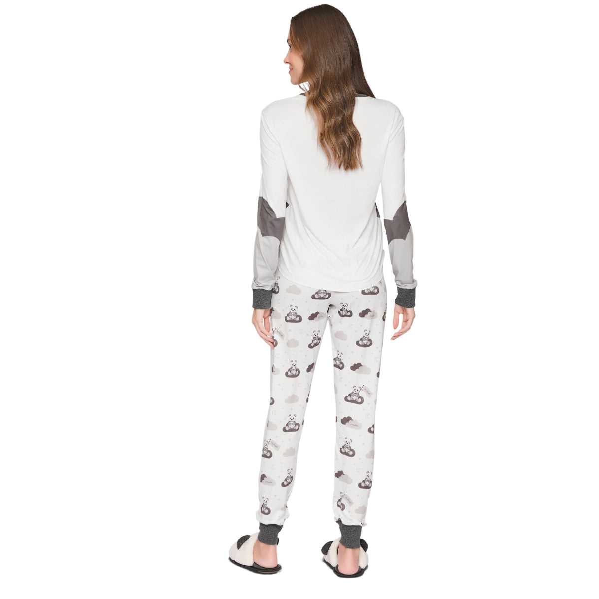 Pijama Jogger em Sublime Touch em Acabamentos Canelados Mescla