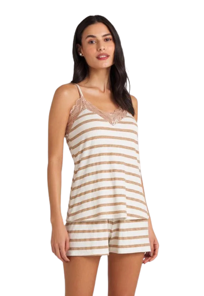Pijama Shortdoll Viscose Canelado Recco