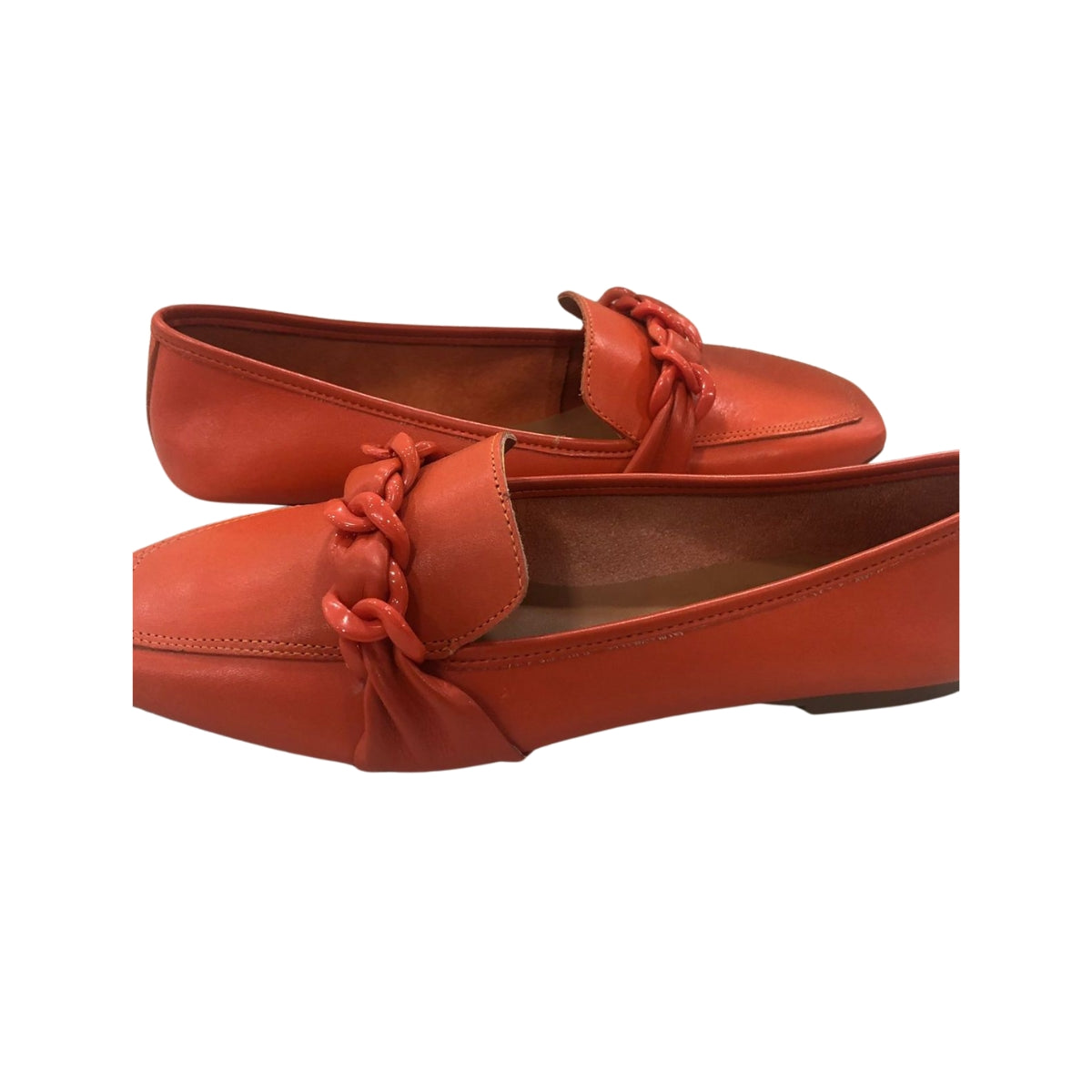 Sapatilha Atanado Stone Laranja em Couro com Detalhe em Cima