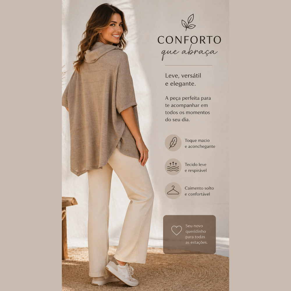 Blusa Feminina Estilo Poncho Leve e Elegante