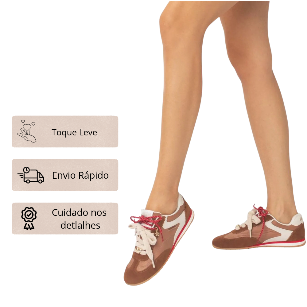 Tênis Flat Sneaker com Dois Atacadores Moderno | Petite Jolie