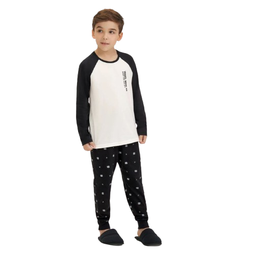 Pijama Masculino Infantil Manga Longa Cor com Amor