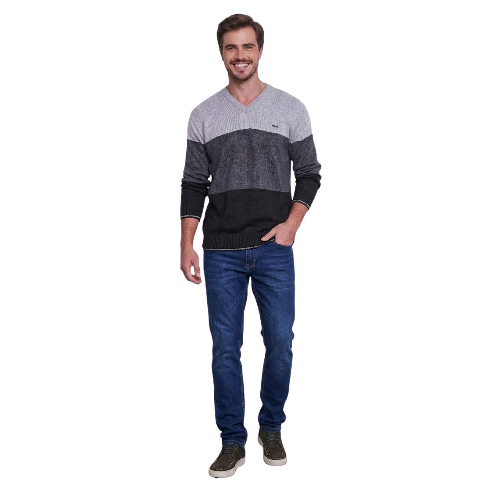 Malha Masculina em Tricot Gola V