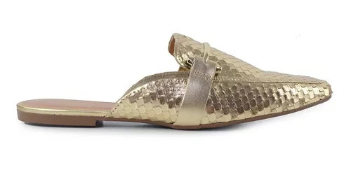 Mule Cobra Lux Dourado Elegância e Originalidade