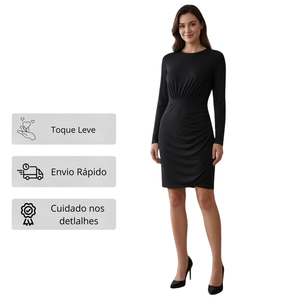 Vestido Preto de Viscose Midi Médio: Elegância e Conforto