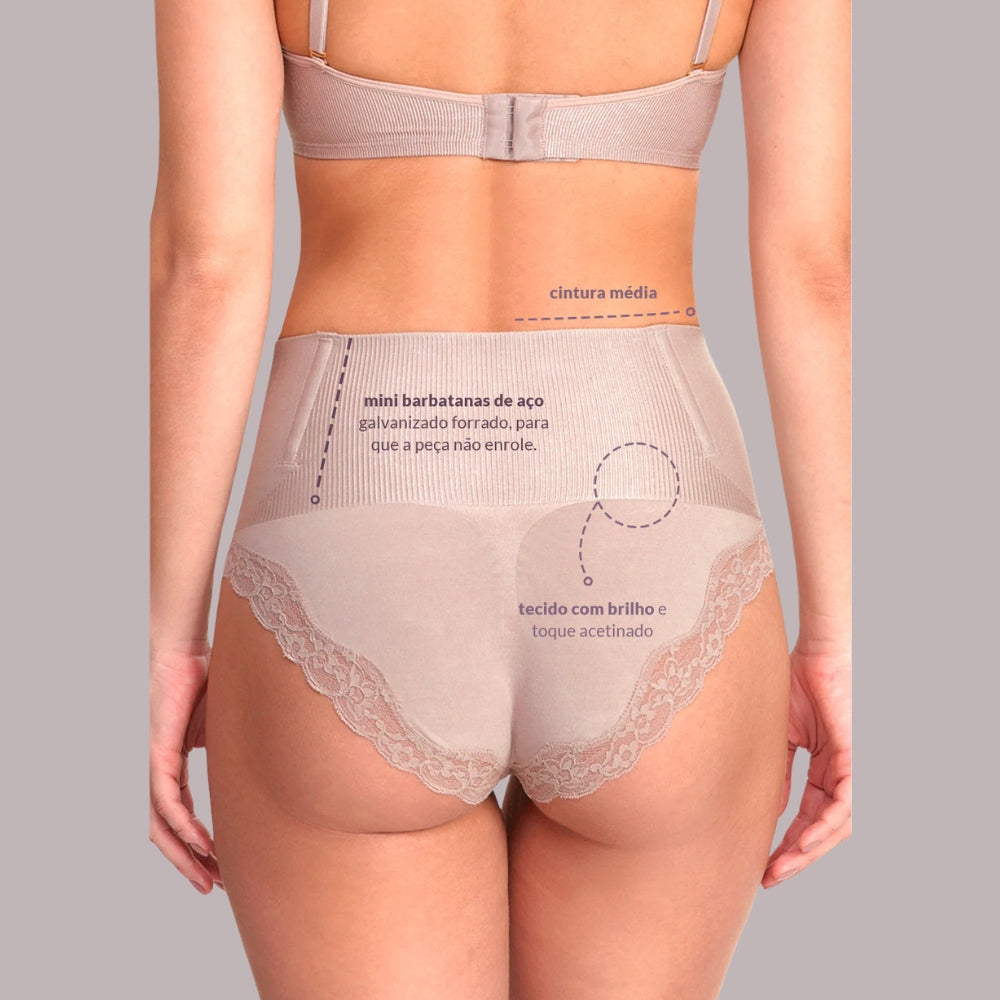 Calcinha Shades Cintura Média Tecido Duplo na Região da Barriguinha com Efeito Modelador Imediato