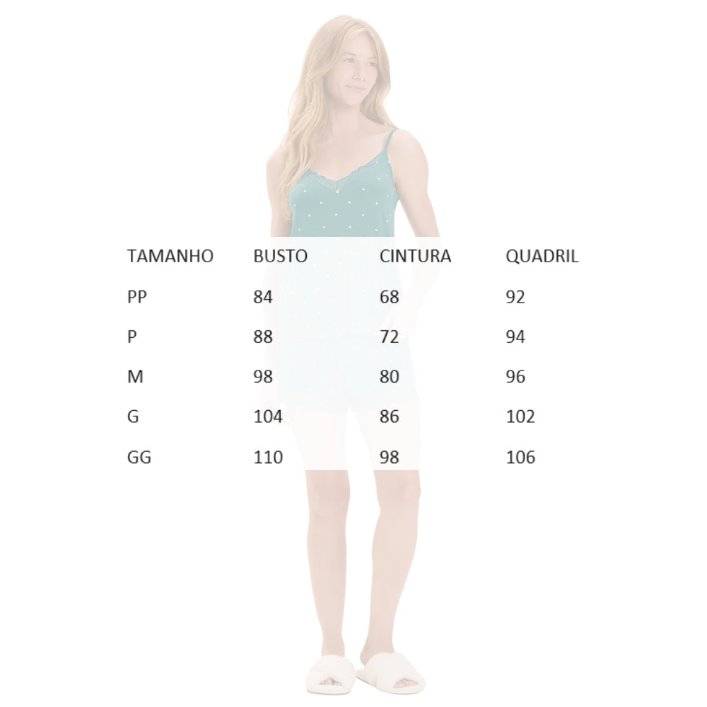 Pijama Feminino Alça com Shorts em Malha Comfy
