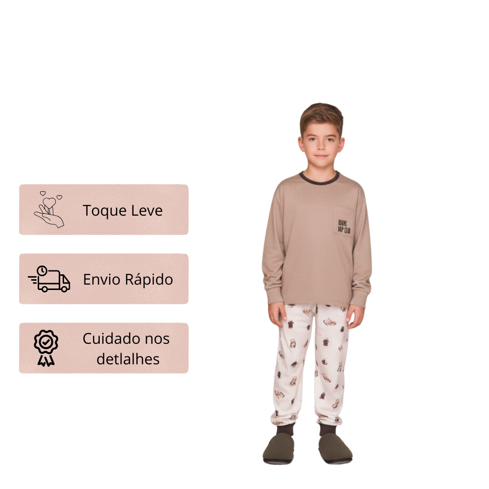 Pijama Jogger Masculino Infantil Nap Club em Malha Melange em Sublime Touch - Lua Luá