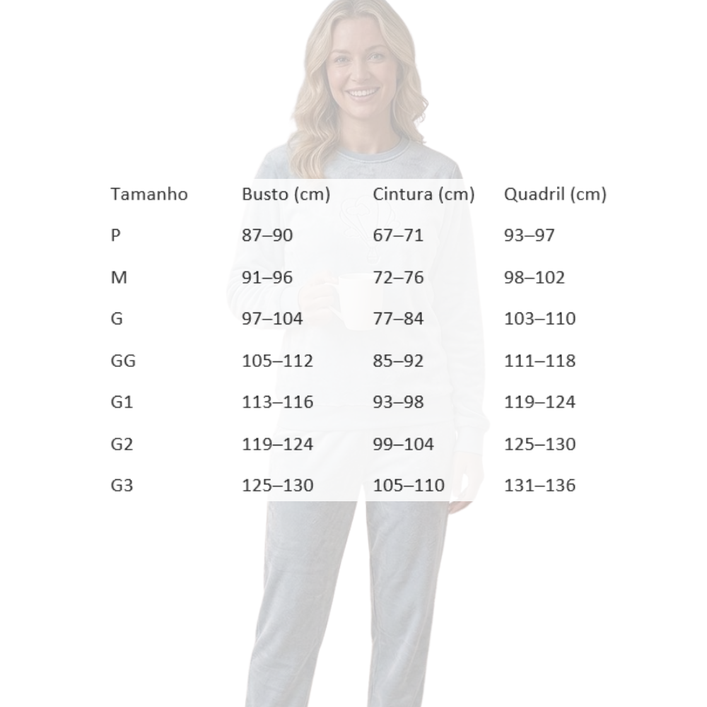 Pijama Feminino Fleece Máximo Conforto para os Dias Frios