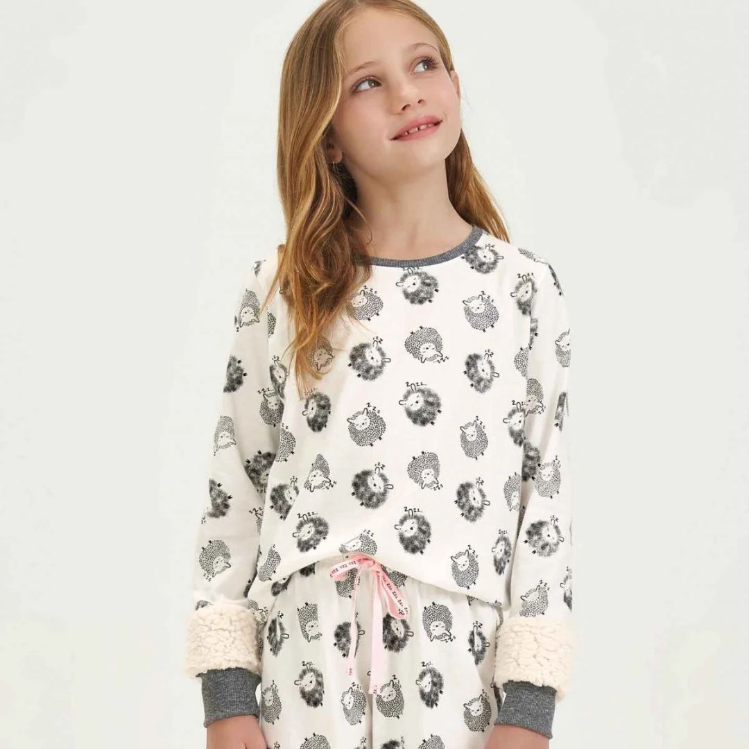 Pijama Manga Longa Infantil Feminino Cor com Amor