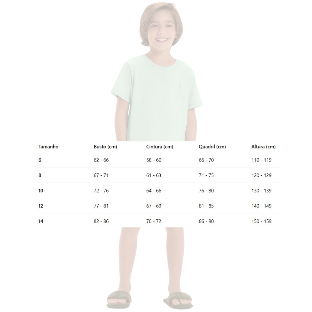 Pijama Masculino Infantil Manga Curta Com Bermuda 100% Algodão