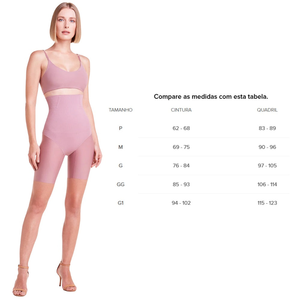 Bermuda Abdominal Longa com Corte a Laser e Barbatana Reduz Medidas